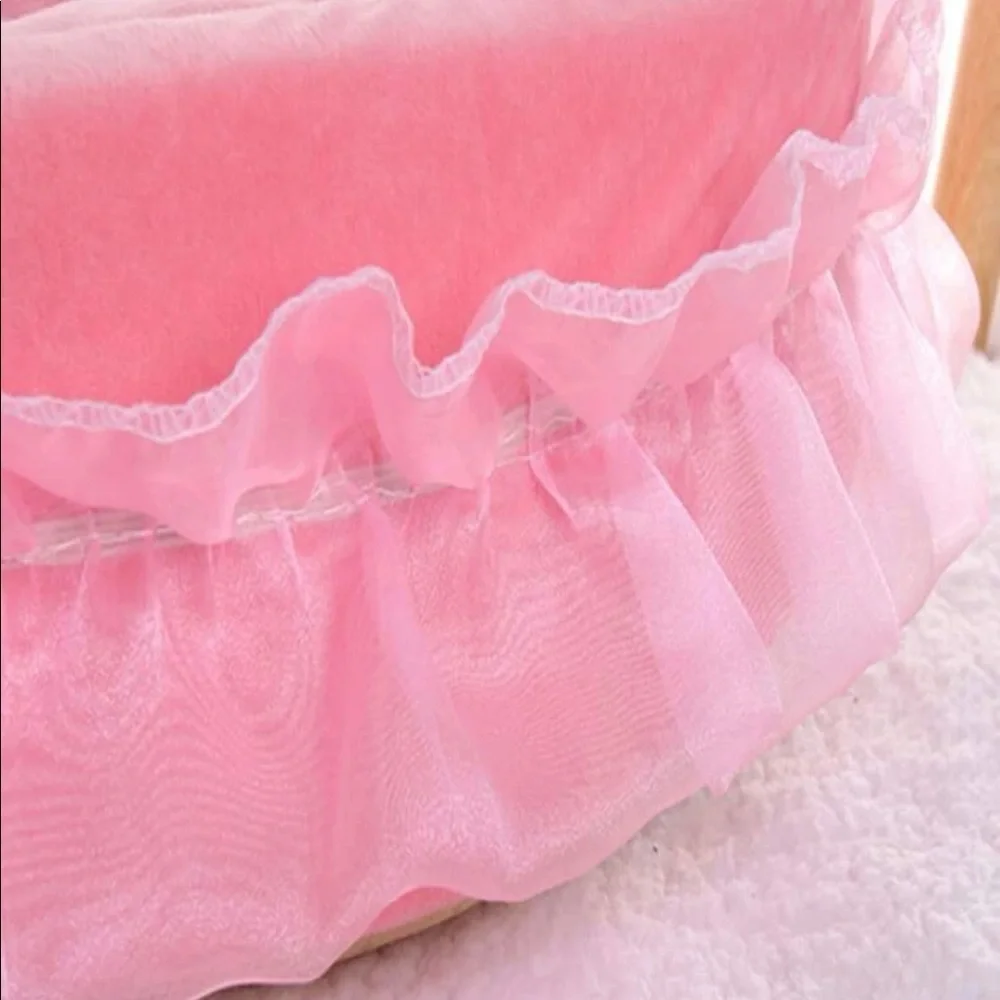 Pink Laced Decor Pet Bed